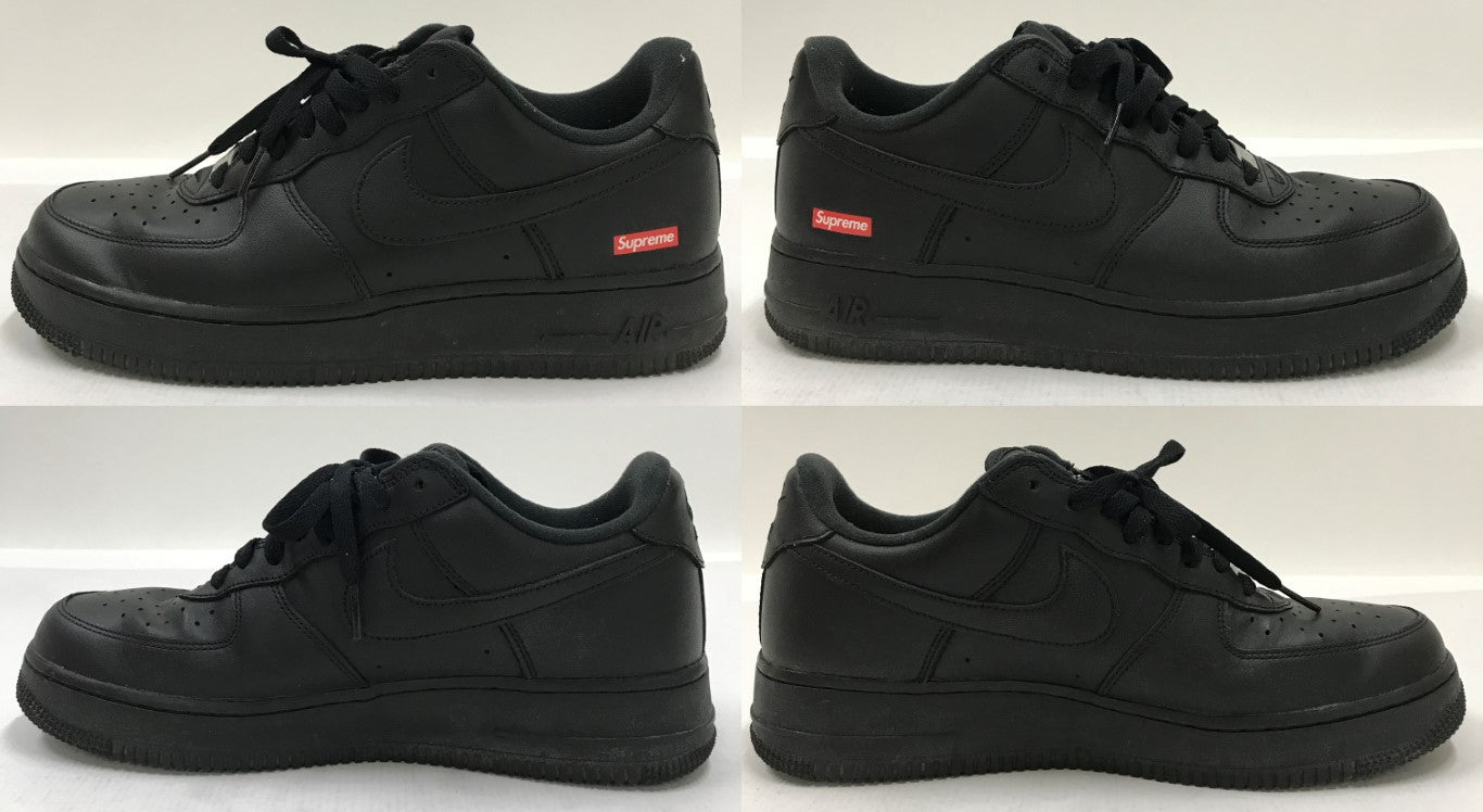 NIKE x Supreme Air Force 1 Low Black Sneakers Size 27.5