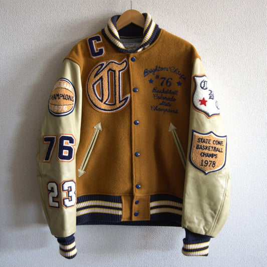 Whitesville Embellished leather varsity jacket Size 38