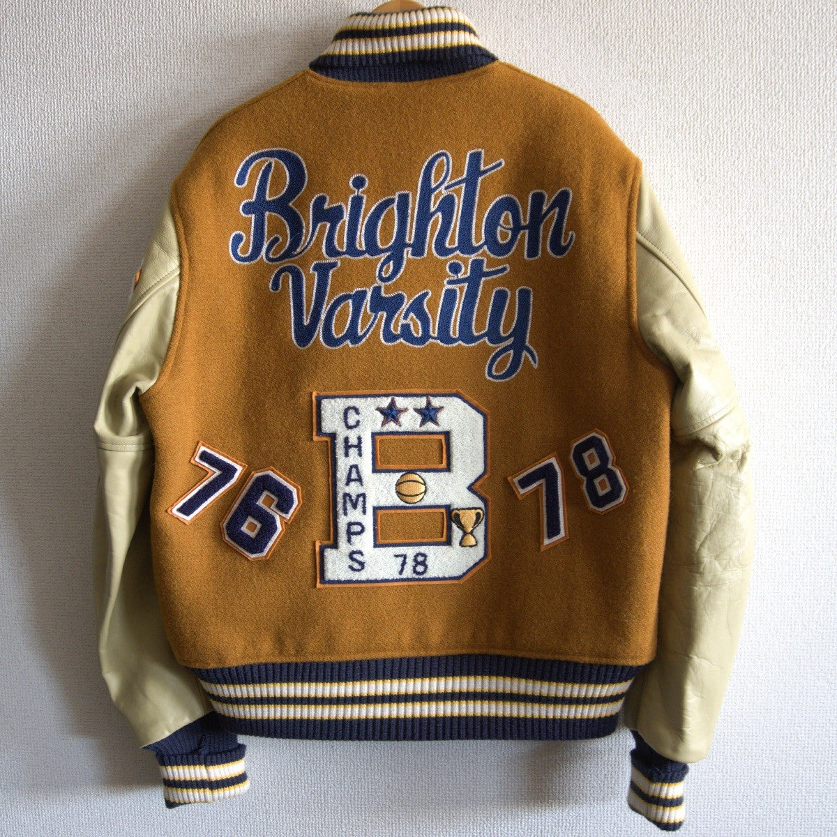 Whitesville Embellished leather varsity jacket Size 38