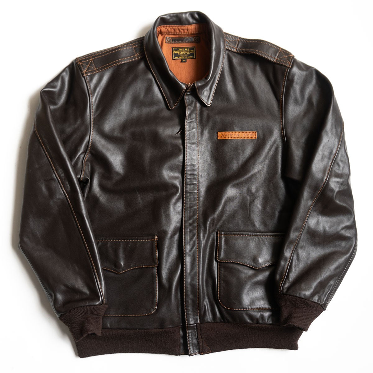 Avirex A-2 Horsehide Flight Jacket Brown Size 44