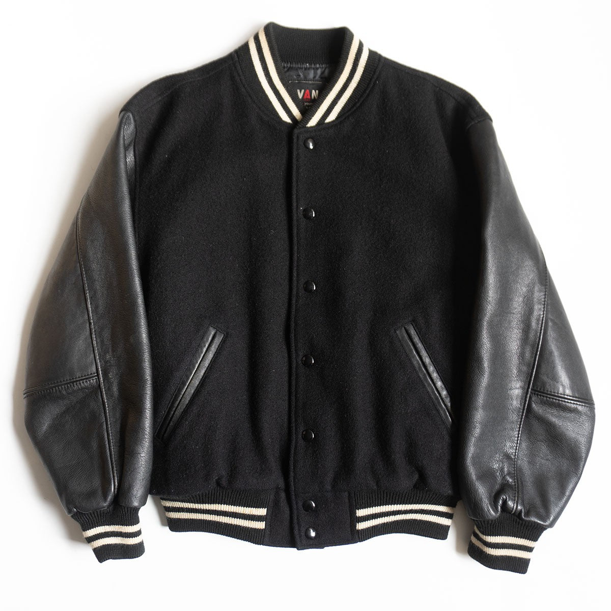 VAN JAC Leather-sleeved varsity jacket Size M
