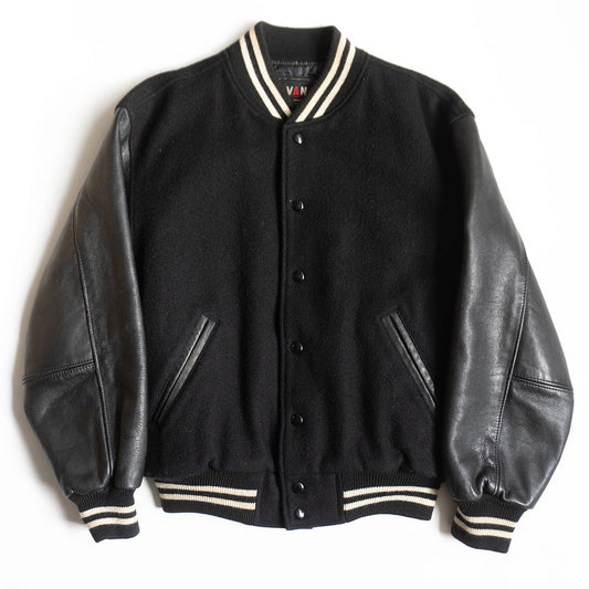 VAN JAC Leather-sleeved varsity jacket Size M