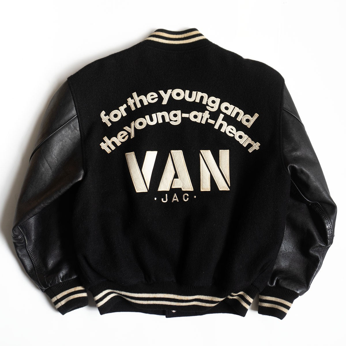 VAN JAC Leather-sleeved varsity jacket Size M