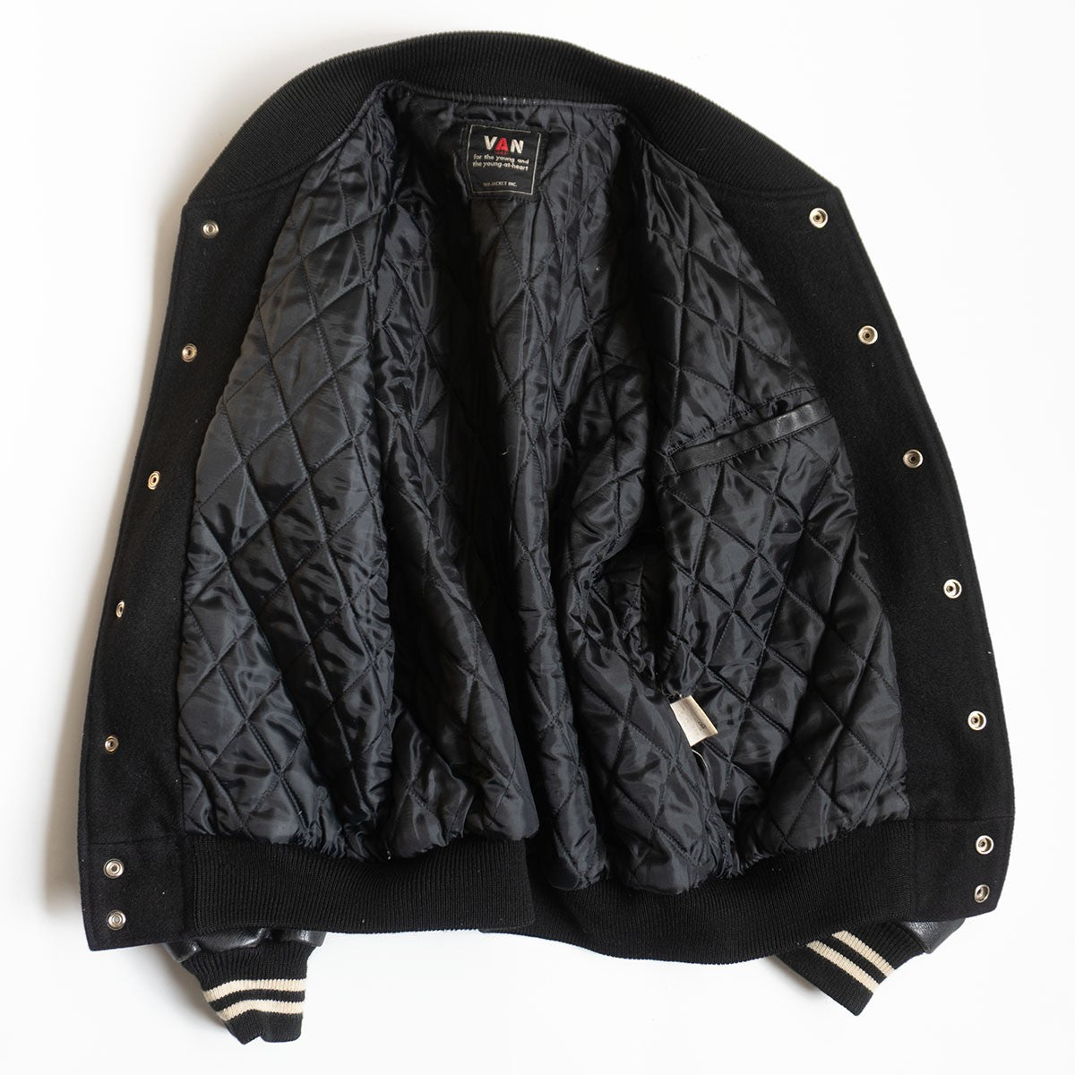 VAN JAC Leather-sleeved varsity jacket Size M