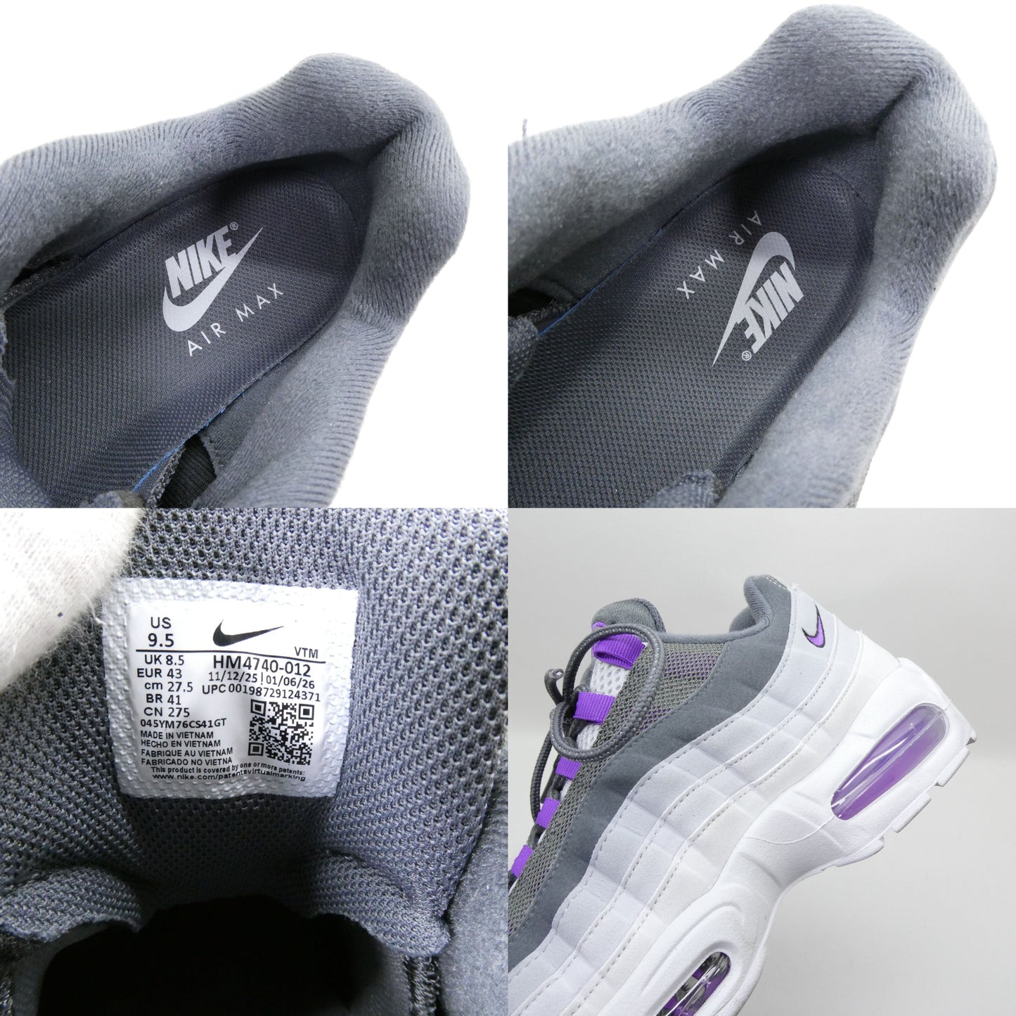 NIKE Air Max 95 Big Bubble Sneakers Grey Violet