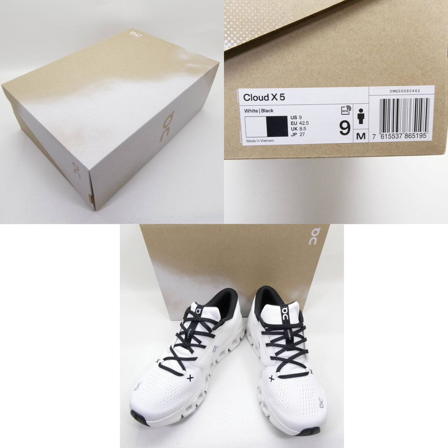 ON Cloud X 5 Running Sneakers White Black