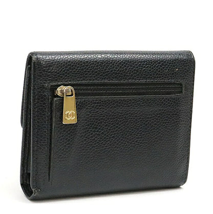 CHANEL Black Caviar Skin Coco Bi-fold Wallet Size ONE SIZE