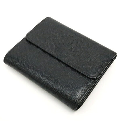CHANEL Black Caviar Skin Coco Bi-fold Wallet Size ONE SIZE