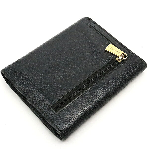 CHANEL Black Caviar Skin Coco Bi-fold Wallet Size ONE SIZE