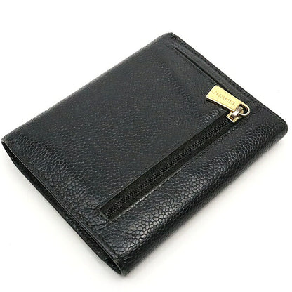 CHANEL Black Caviar Skin Coco Bi-fold Wallet Size ONE SIZE