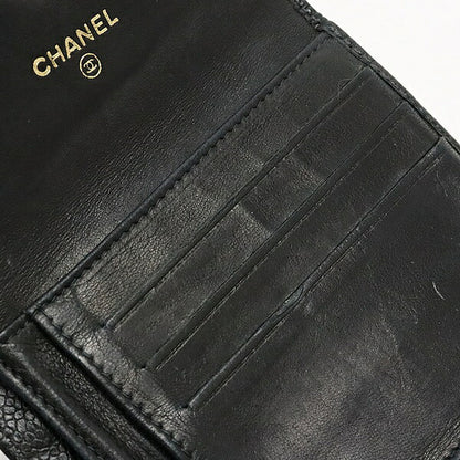 CHANEL Black Caviar Skin Coco Bi-fold Wallet Size ONE SIZE
