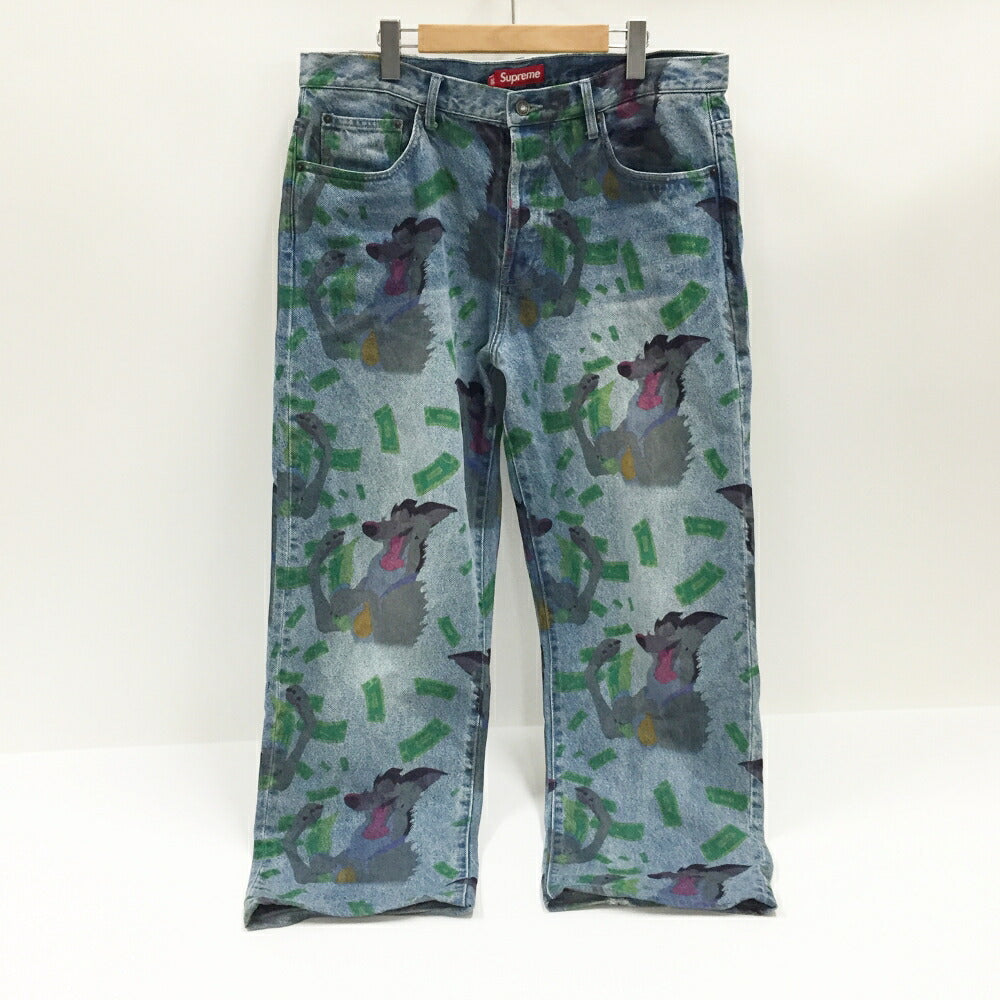 Supreme All Dogs Go To Heaven Loose Fit Jeans Blue Size 36
