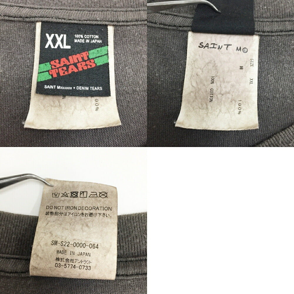 SAINT MICHAEL x DENIM TEARS FACES T-Shirt Gray Size XXL