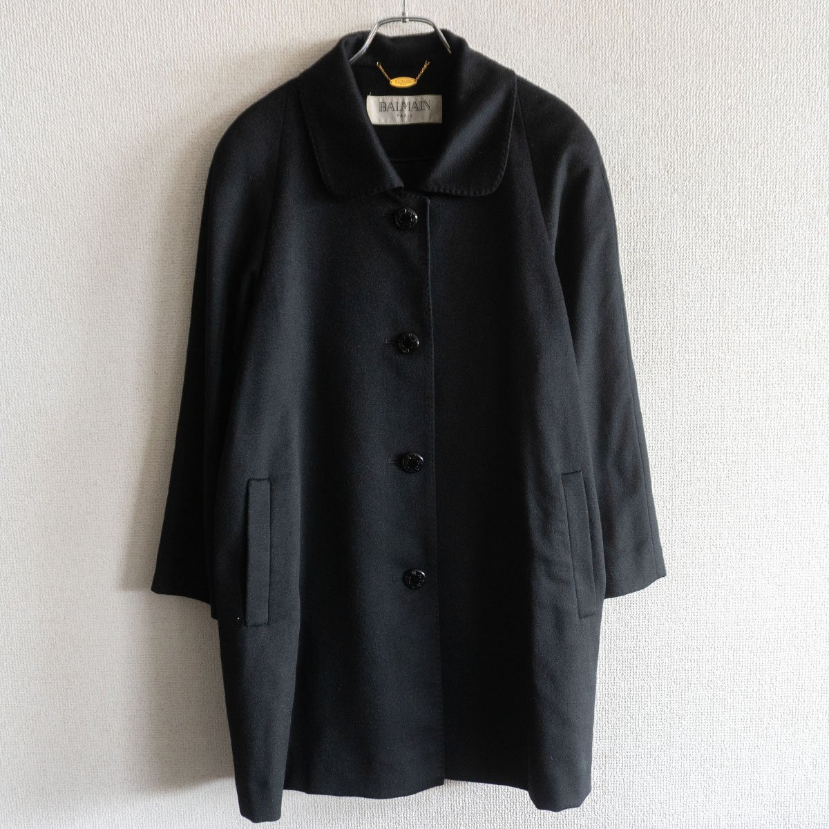 BALMAIN Cashmere Silk Lined Half Coat Black Size L