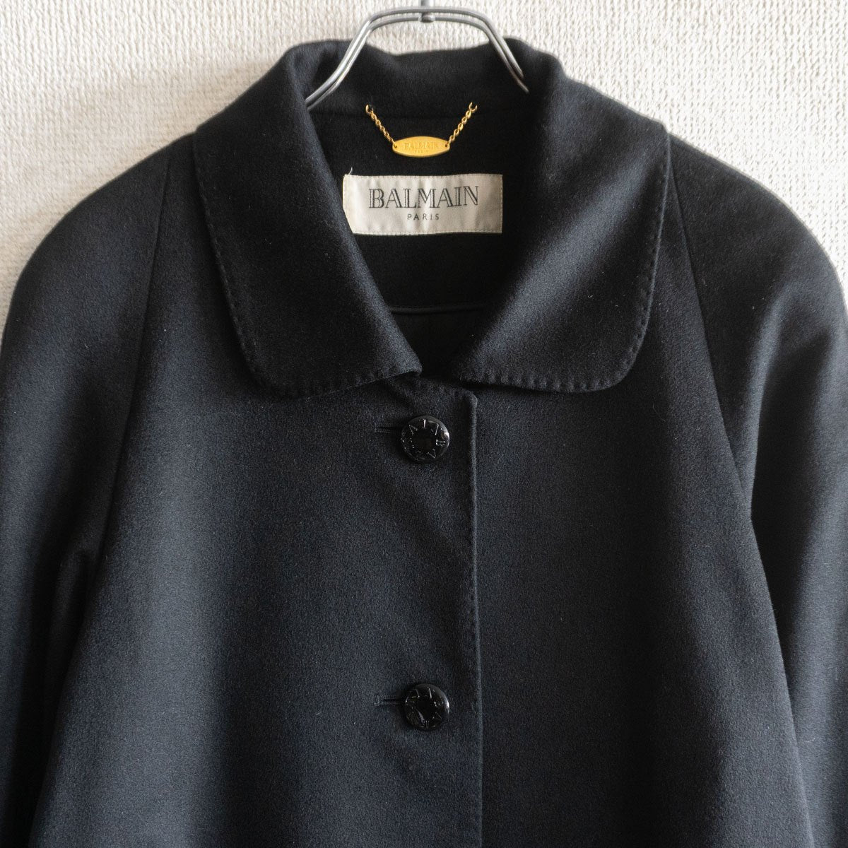 BALMAIN Cashmere Silk Lined Half Coat Black Size L