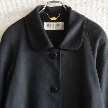 BALMAIN Cashmere Silk Lined Half Coat Black Size L