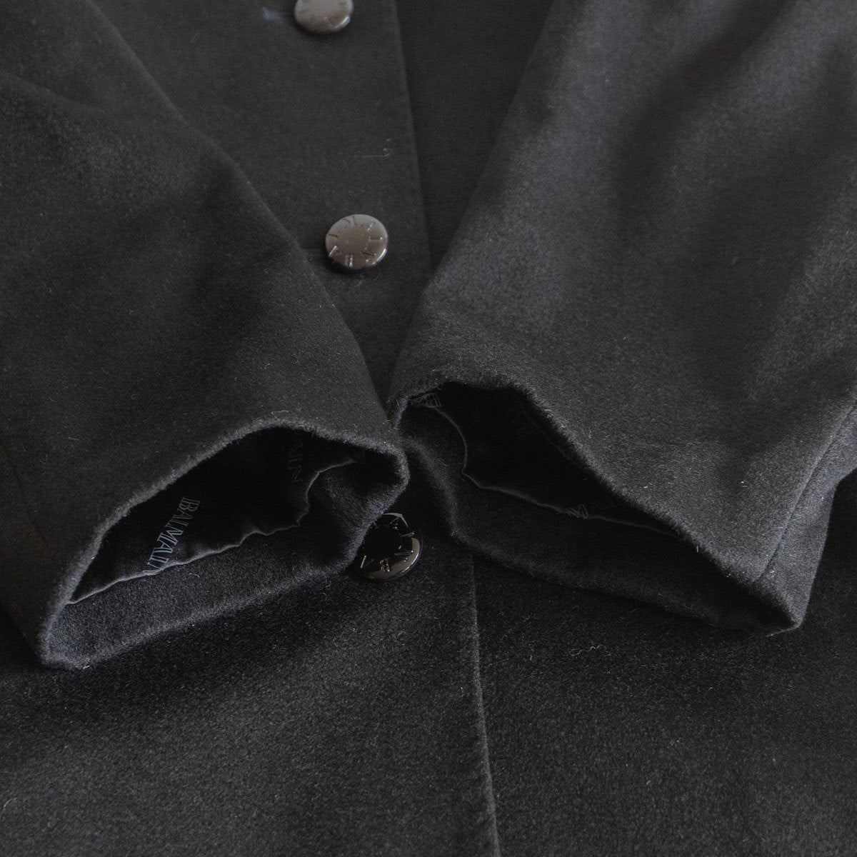 BALMAIN Cashmere Silk Lined Half Coat Black Size L