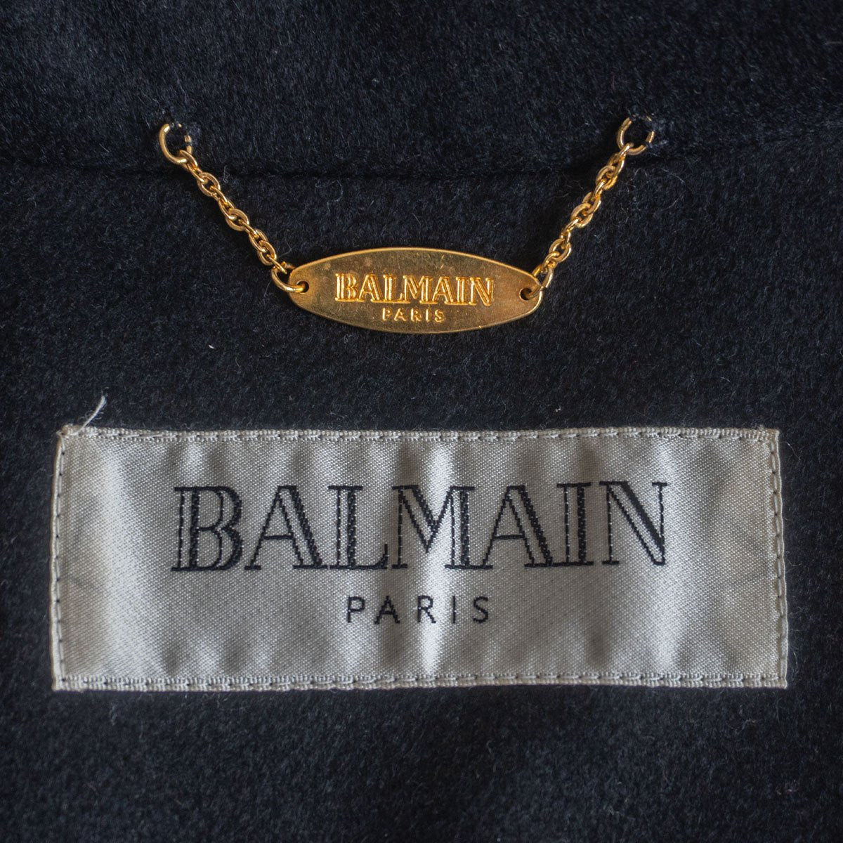 BALMAIN Cashmere Silk Lined Half Coat Black Size L