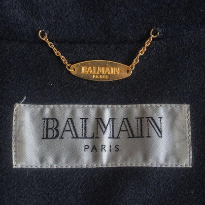 BALMAIN Cashmere Silk Lined Half Coat Black Size L