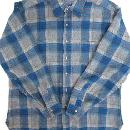 PENDLETON Wool Check Shirt Blue Size XL