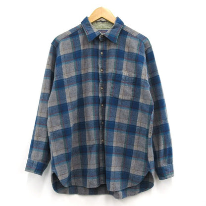 PENDLETON Wool Check Shirt Blue Size XL