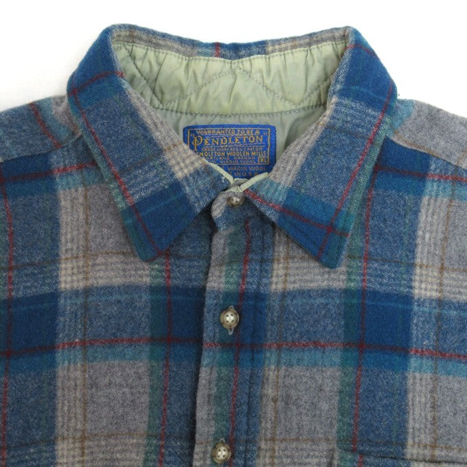 PENDLETON Wool Check Shirt Blue Size XL