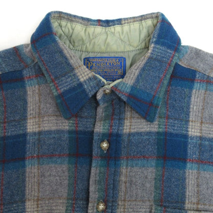 PENDLETON Wool Check Shirt Blue Size XL