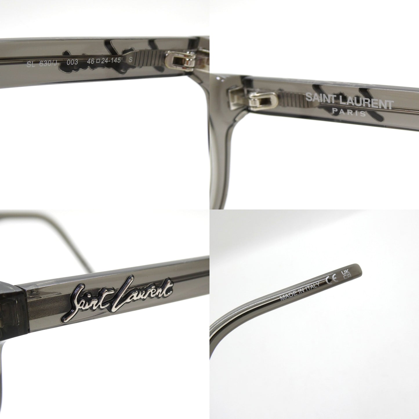 SAINT LAURENT Grey Smoke Clear Lens Glasses Size ONE SIZE