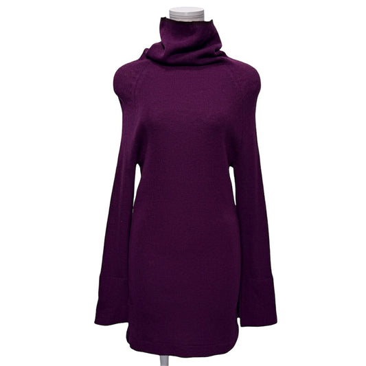Y's Wool High-Neck Slit-Sleeve Knit Sweater Purple Size 3