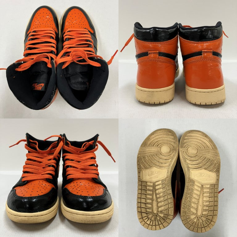 NIKE Air Jordan 1 Retro High Sneakers Black/Orange Size 27