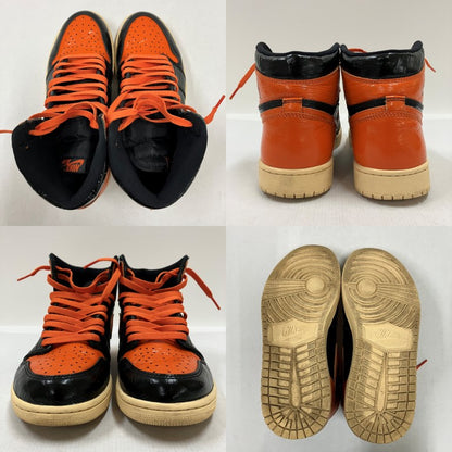 NIKE Air Jordan 1 Retro High Sneakers Black/Orange Size 27
