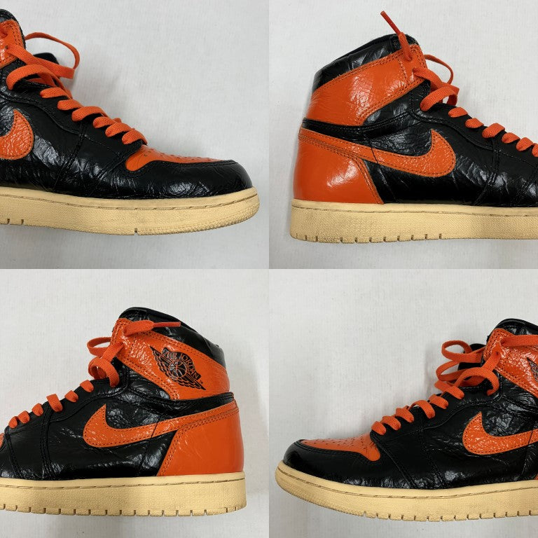 NIKE Air Jordan 1 Retro High Sneakers Black/Orange Size 27