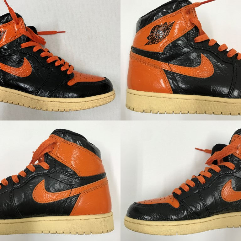 NIKE Air Jordan 1 Retro High Sneakers Black/Orange Size 27