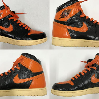 NIKE Air Jordan 1 Retro High Sneakers Black/Orange Size 27