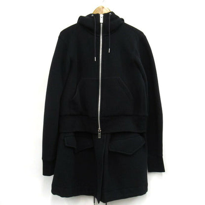sacai Black Asymmetric Paneled Zip Hoodie