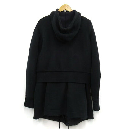 sacai Black Asymmetric Paneled Zip Hoodie