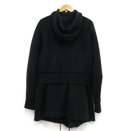 sacai Black Asymmetric Paneled Zip Hoodie