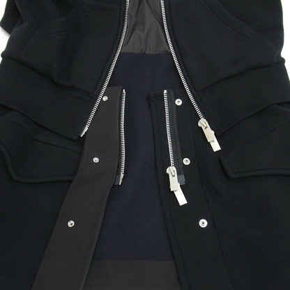 sacai Black Asymmetric Paneled Zip Hoodie