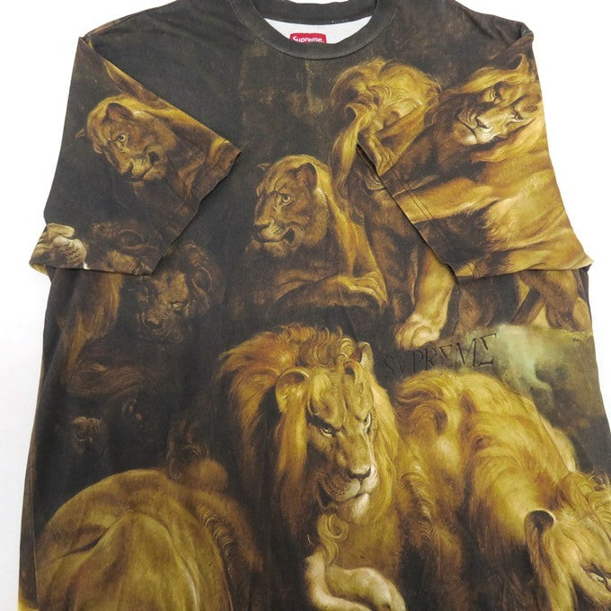 Supreme 22AW Lions' Den All-Over Print T-Shirt Brown Size XL