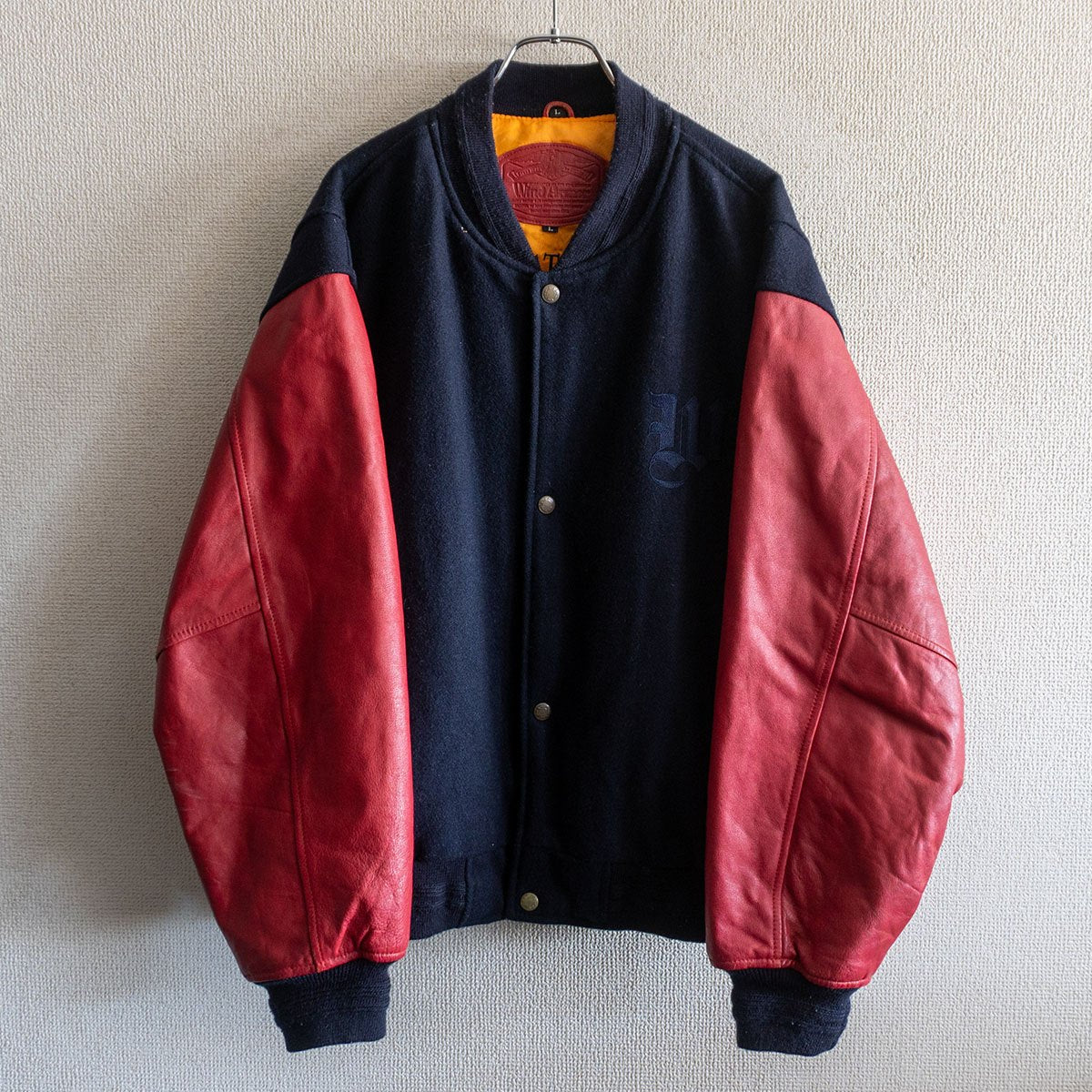 WIND ARMOR Leather sleeve varsity jacket Size L
