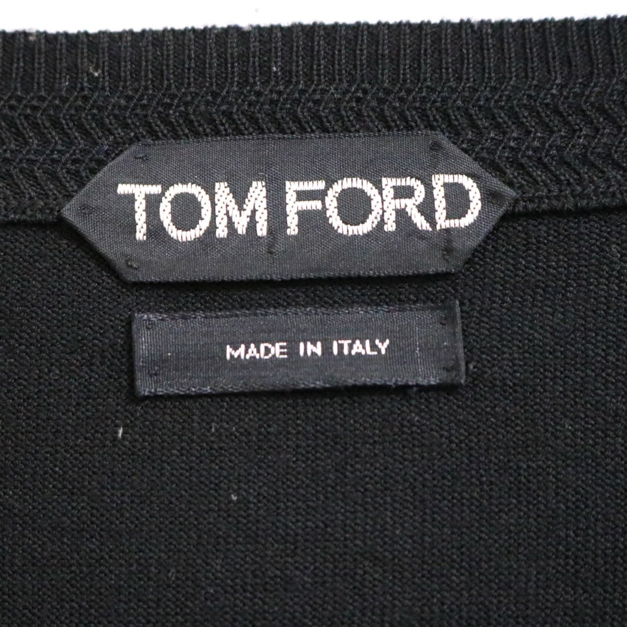 TOM FORD Wool High-Gauge V-Neck Knit Sweater Black Size 44