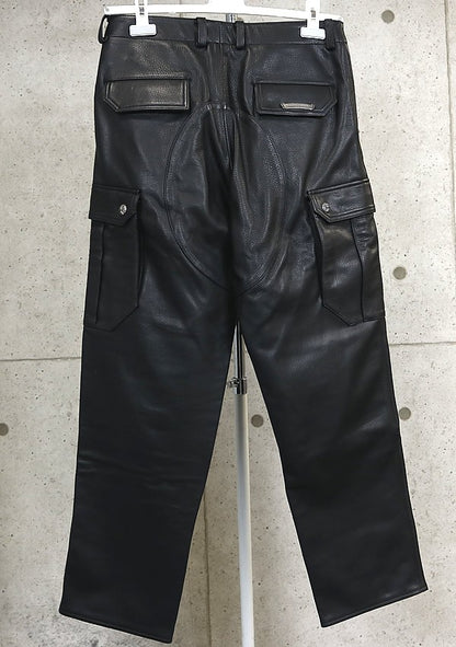 CHROME HEARTS Devil Dog Black Leather Cargo Pants Size 30