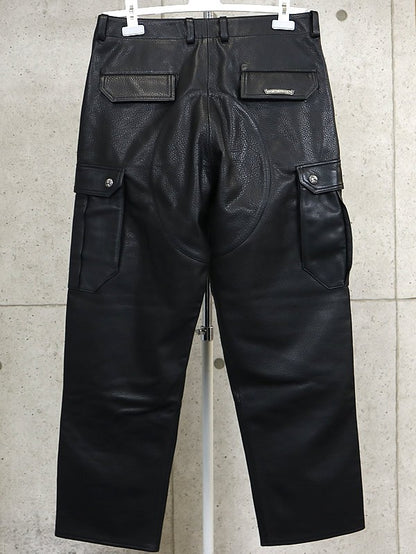CHROME HEARTS DEVIL DOG Leather Cargo Pants Black Size 32