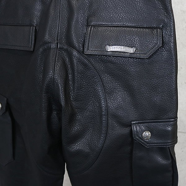 CHROME HEARTS DEVIL DOG Leather Cargo Pants Black Size 32