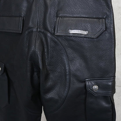 CHROME HEARTS DEVIL DOG Leather Cargo Pants Black Size 32