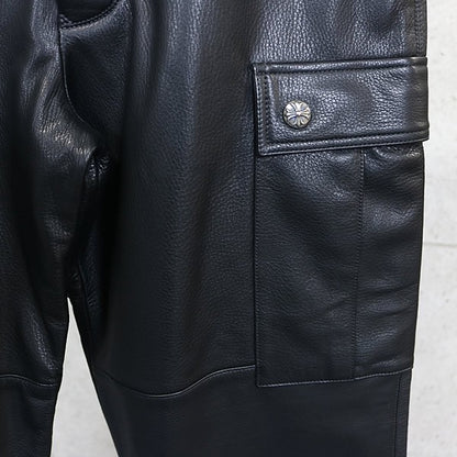 CHROME HEARTS DEVIL DOG Leather Cargo Pants Black Size 32