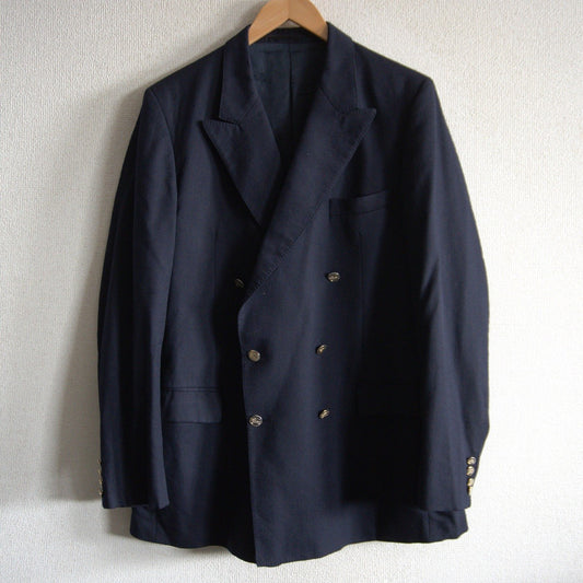 BURBERRYS Double Breasted Navy Blazer Silver Buttons Size XL