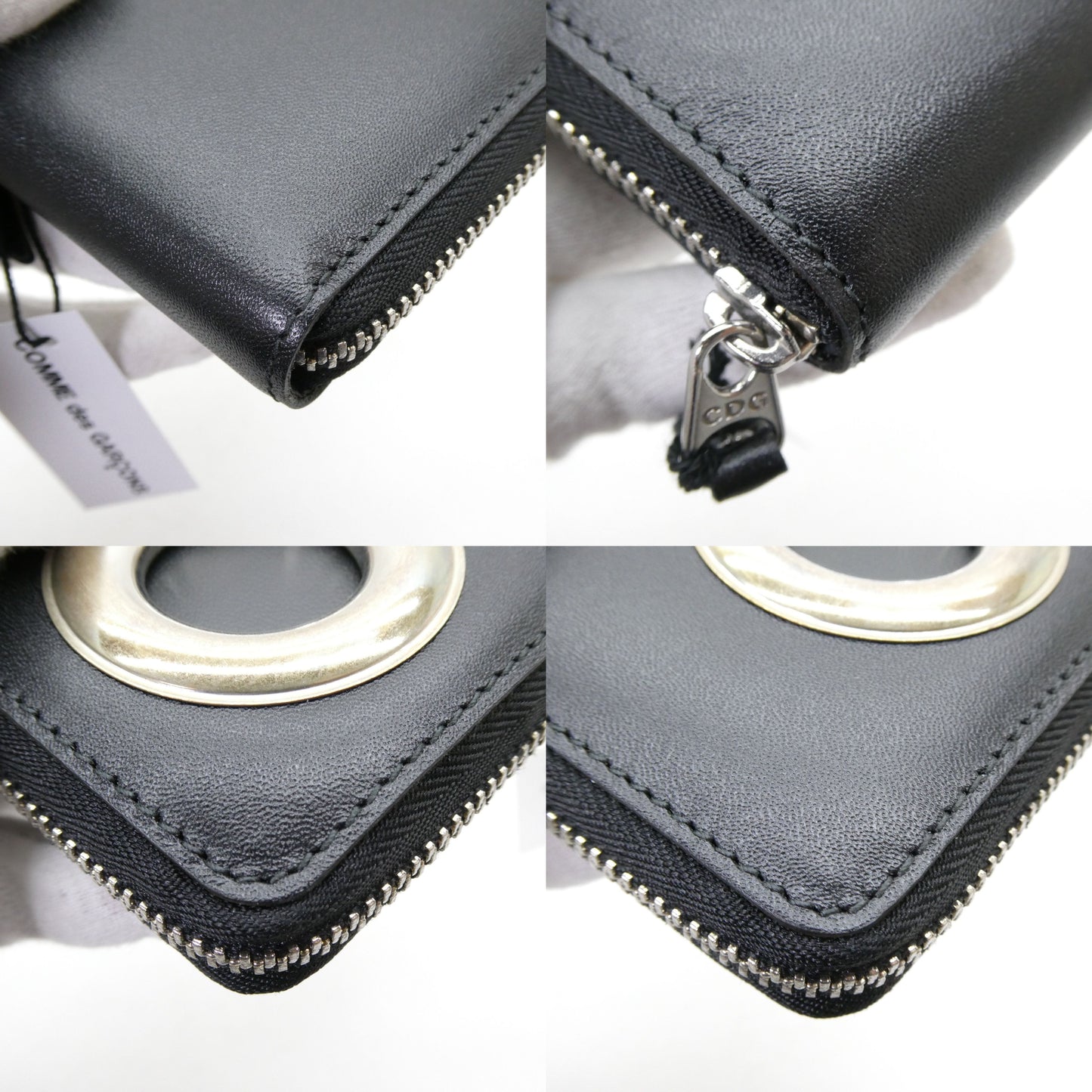 COMME des GARCONS Silver Eyelet Wallet Black Size ONE SIZE