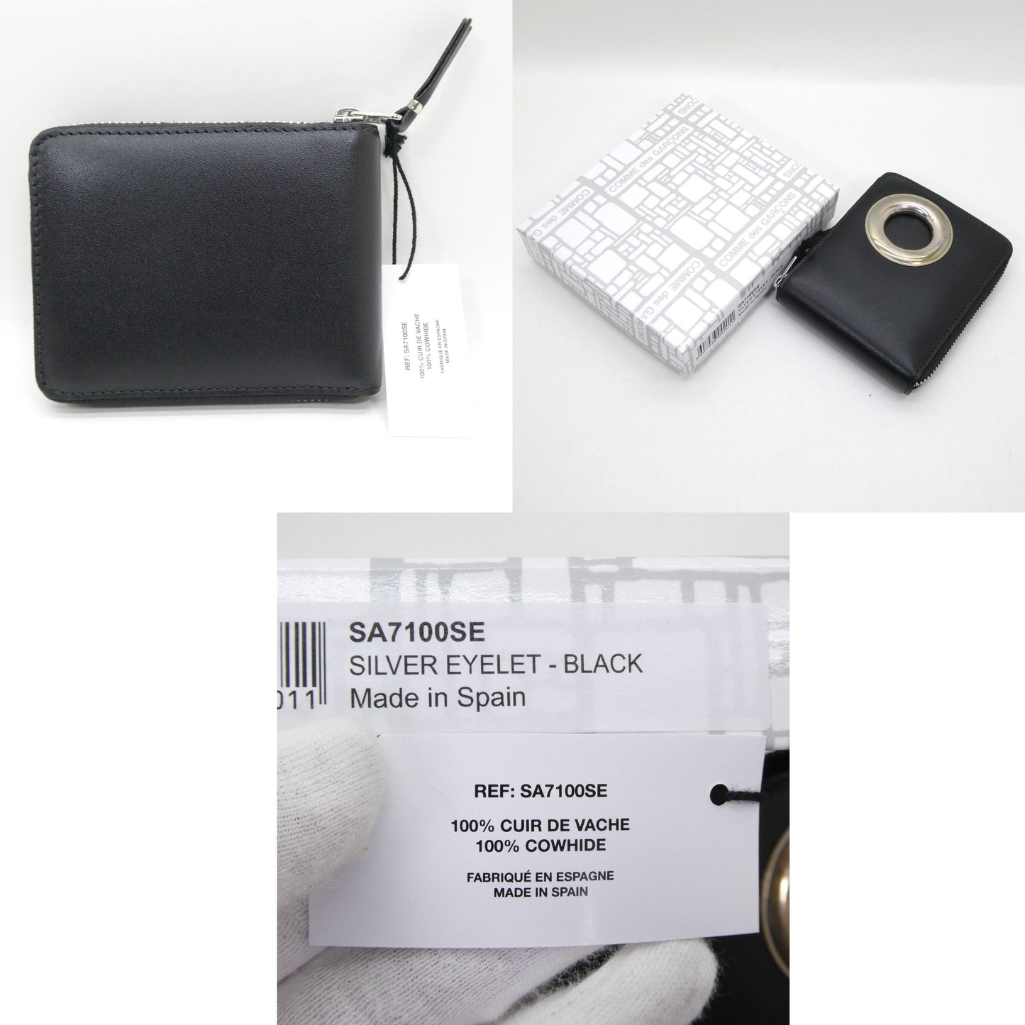 COMME des GARCONS Silver Eyelet Wallet Black Size ONE SIZE