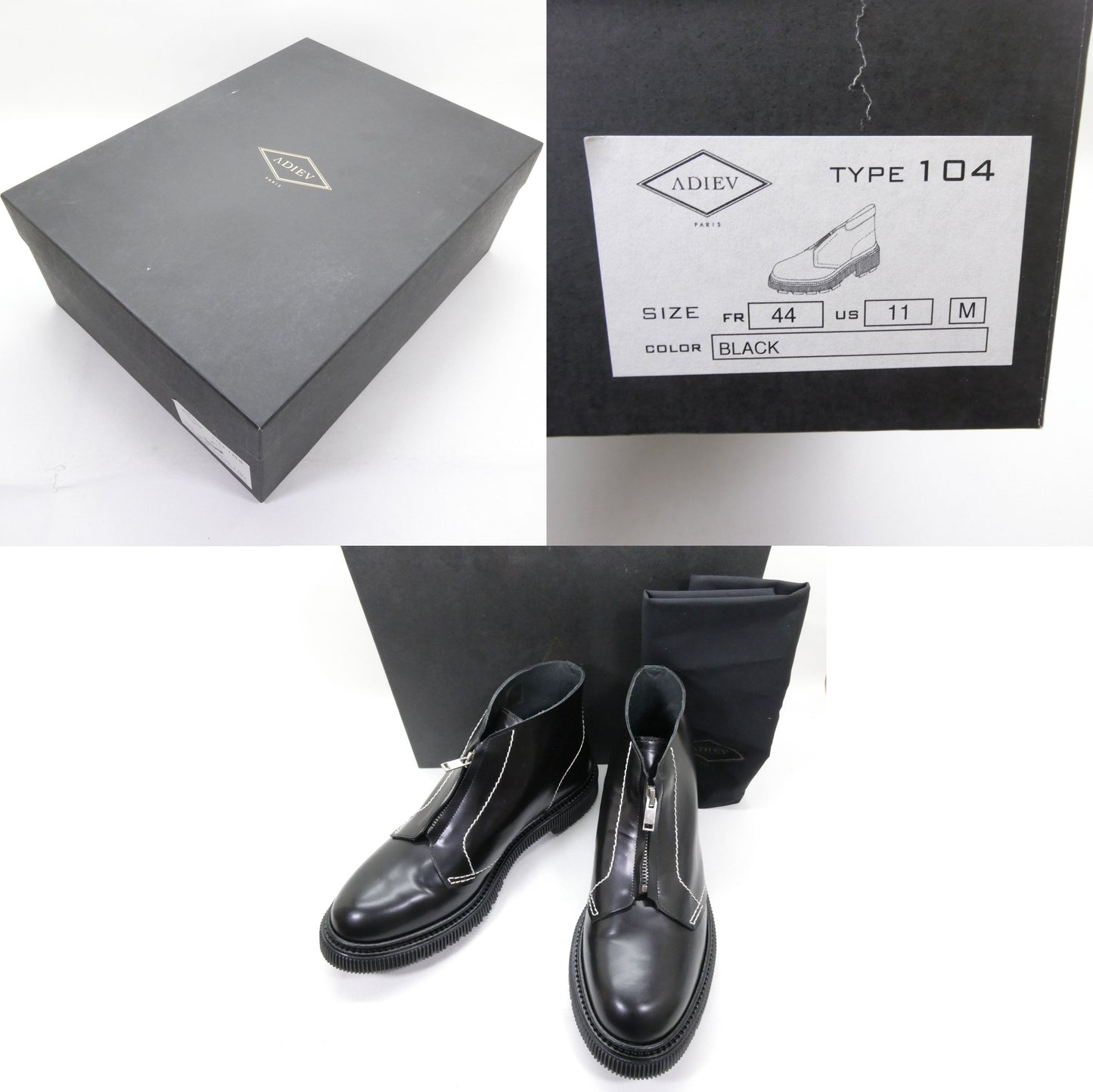 ADIEU Black Leather Boots Type 104